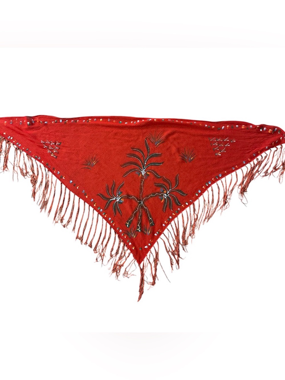 Ach Cha Polyester Boho Shawl Scarf Wrap with Fringe 60” Length. Made in India